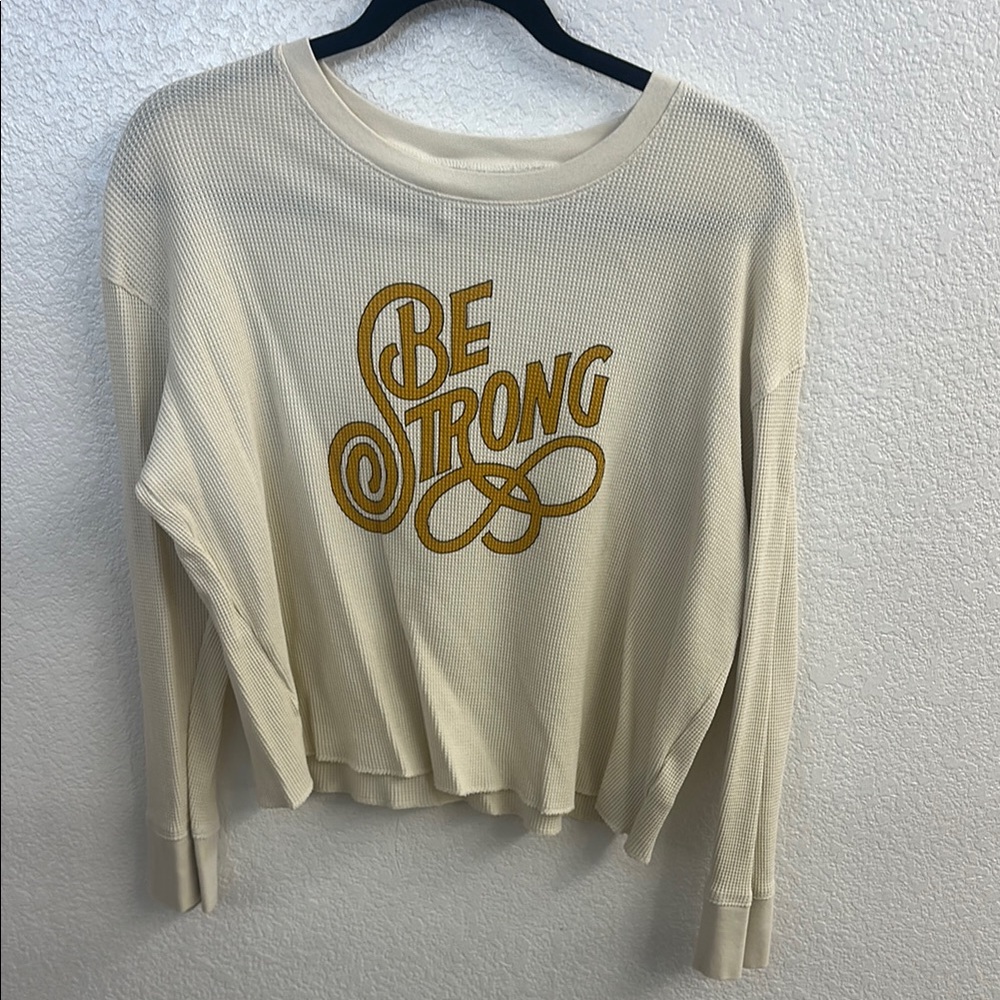 Anthropologie Be Strong Cream Long Sleeve Top